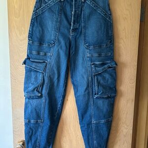 Women’s blue Denim Cargo Jeans - Classic Utility Style